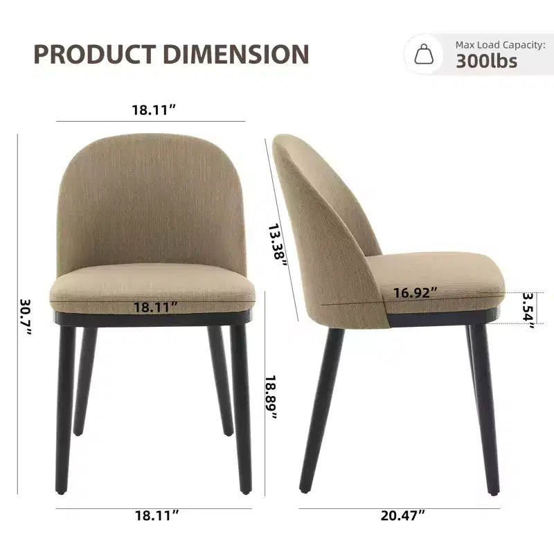 Set di 4 sedie da pranzo, sedie da cucina ergonomiche imbottite con gambe in acciaio, sedia da cucina in tessuto moderno di metà secolo