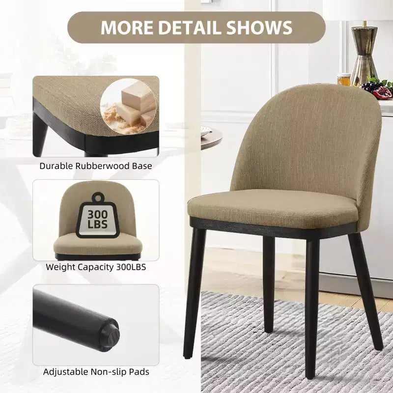 Set di 4 sedie da pranzo, sedie da cucina ergonomiche imbottite con gambe in acciaio, sedia da cucina in tessuto moderno di metà secolo