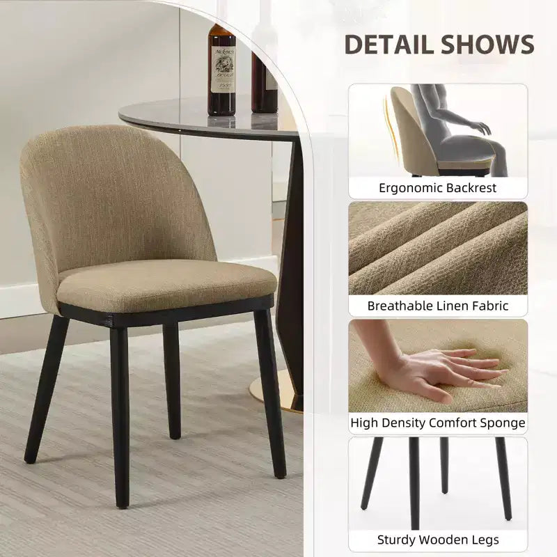 Set di 4 sedie da pranzo, sedie da cucina ergonomiche imbottite con gambe in acciaio, sedia da cucina in tessuto moderno di metà secolo
