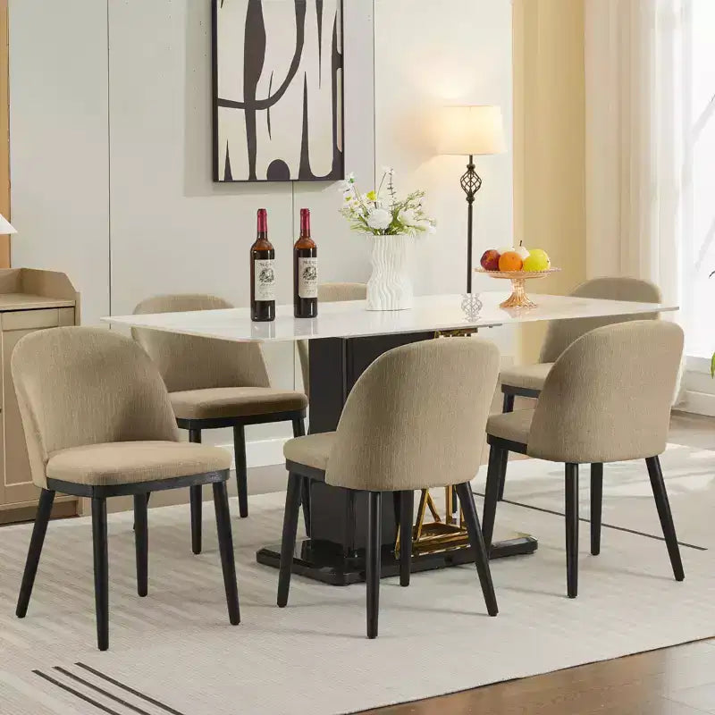 Set di 4 sedie da pranzo, sedie da cucina ergonomiche imbottite con gambe in acciaio, sedia da cucina in tessuto moderno di metà secolo