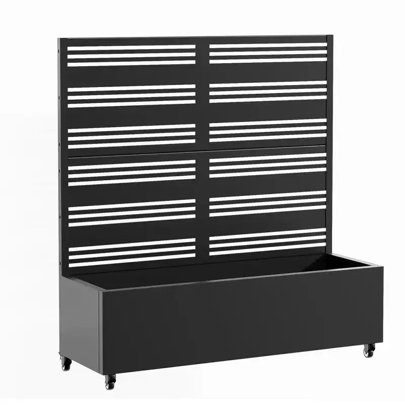 MAYEERTY Fioriera con traliccio in ferro nero Harold largo 1 stretto 2 tipo B stile a persiana 120x120x40cm set da 3 pezzi