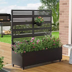 MAYEERTY Fioriera con traliccio in ferro nero Harold largo 1 stretto 2 tipo B stile a persiana 120x120x40cm set da 3 pezzi