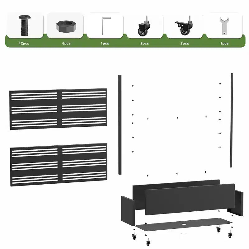 MAYEERTY Fioriera con traliccio in ferro nero Harold largo 1 stretto 2 tipo B stile a persiana 120x120x40cm set da 3 pezzi