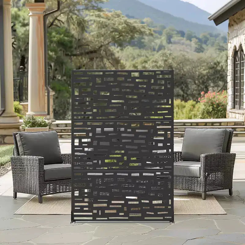MAYEERTY 72 inch Room Divider Rectangle Privacy Screen with Galvanized Frame Garden Fence Patio Outdoor Black