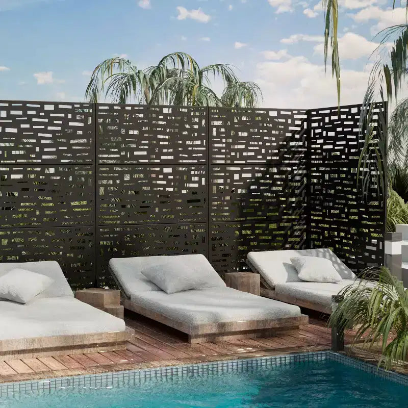 MAYEERTY 72 pollici Divisorio Rettangolare per Privacy con Telaio Zincato Recinzione da Giardino Patio Esterno Nero