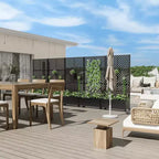 MAYEERTY Fioriera con traliccio in ferro nero motivo a linee parallele 01, stile 47x47x16 pollici, set da 3 pezzi