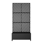 MAYEERTY Fioriera con traliccio in ferro nero motivo a linee parallele 01, stile 47x47x16 pollici, set da 3 pezzi