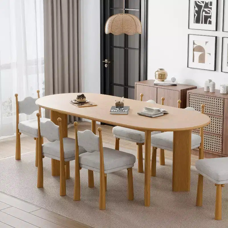 MAYEERTY 67 Wood Oval Dining Table for 4-6, Farmhouse Modern Kitchen & Dining Room Table