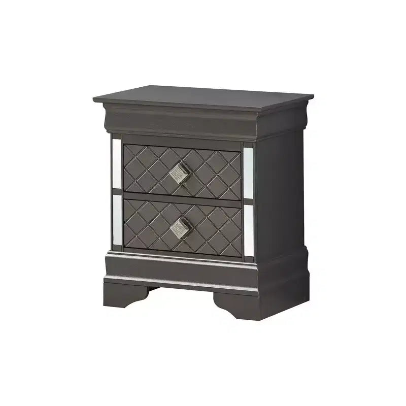 HomeStock 24 in.H x 21 in W Rectangle Black Finish 2 Drawers Metal Nighstand For Living Room and Bedroom