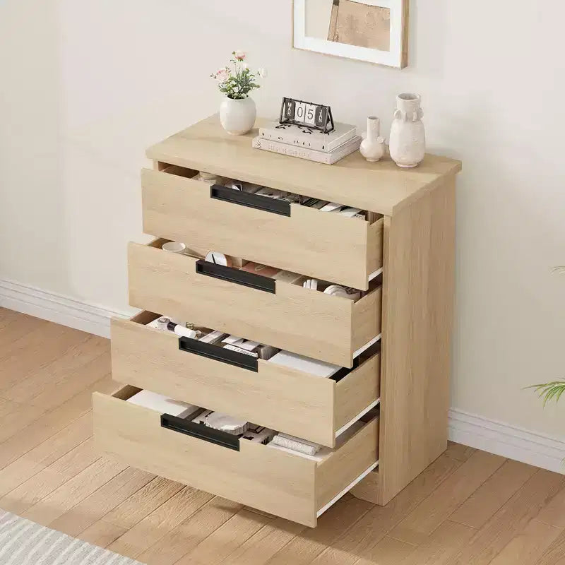 Cassettiera per camera da letto con 4 cassetti, in legno, per armadio, unità di archiviazione per corridoio, soggiorno e ufficio