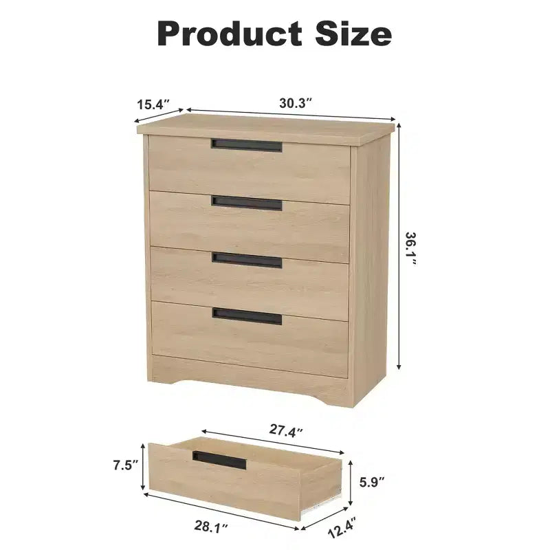 Cassettiera per camera da letto con 4 cassetti, in legno, per armadio, unità di archiviazione per corridoio, soggiorno e ufficio