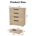 Cassettiera per camera da letto con 4 cassetti, in legno, per armadio, unità di archiviazione per corridoio, soggiorno e ufficio