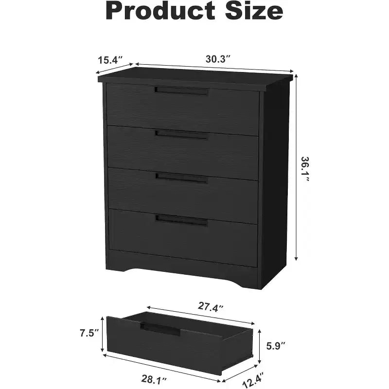 Cassettiera per camera da letto con 4 cassetti, in legno, per armadio, unità di archiviazione per corridoio, soggiorno e ufficio