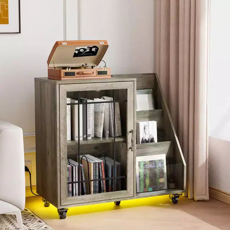 Mobile porta giradischi Karl con luci a LED e stazione di ricarica