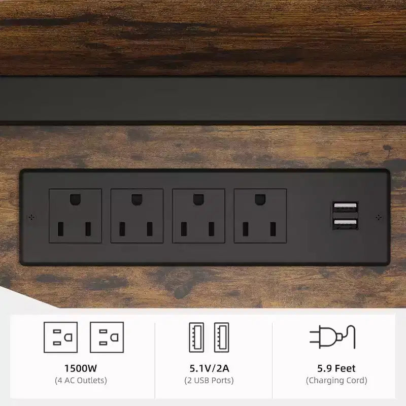 Acekool Mobile TV a 4 Ripiani con Presa di Corrente, Scaffali Regolabili per TV, Console di Gioco, Impianti Stereo e Lettori DVD