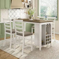 GDFStudio Harry Set da pranzo da 5 pezzi ad altezza bancone con tavolo in legno di gomma e sedie imbottite
