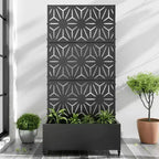 MAYEERTY Planter Box with Trellis Iron Black Star Shape 01 Style 72x47x16in 3-Piece Set