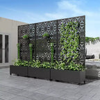 Fioriera MAYEERTY con Spalliera in Ferro Nero a Forma di Stella, Stile 01, Set da 3 Pezzi, 72x47x16 pollici