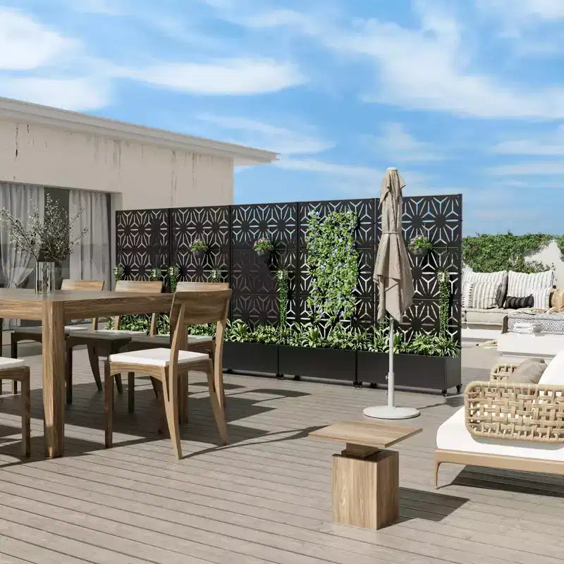 Fioriera MAYEERTY con Spalliera in Ferro Nero a Forma di Stella, Stile 01, Set da 3 Pezzi, 72x47x16 pollici