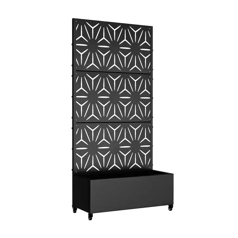 Fioriera MAYEERTY con Spalliera in Ferro Nero a Forma di Stella, Stile 01, Set da 3 Pezzi, 72x47x16 pollici