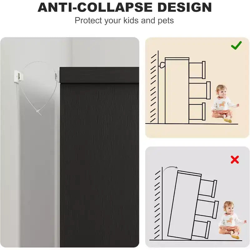 Cassettiera a 6 cassetti per camera da letto, armadietto con cassetti e maniglie, organizer in legno per soggiorno, cameretta, ingresso, nero