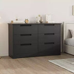 Cassettiera a 6 cassetti per camera da letto, armadietto con cassetti e maniglie, organizer in legno per soggiorno, cameretta, ingresso, nero