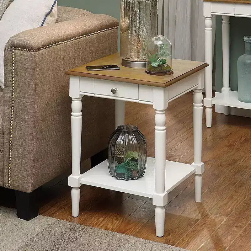 HomeStock Tavolino da Salotto Rettangolare in Legno, Colore Bianco, Altezza 61 cm, 1 Pezzo