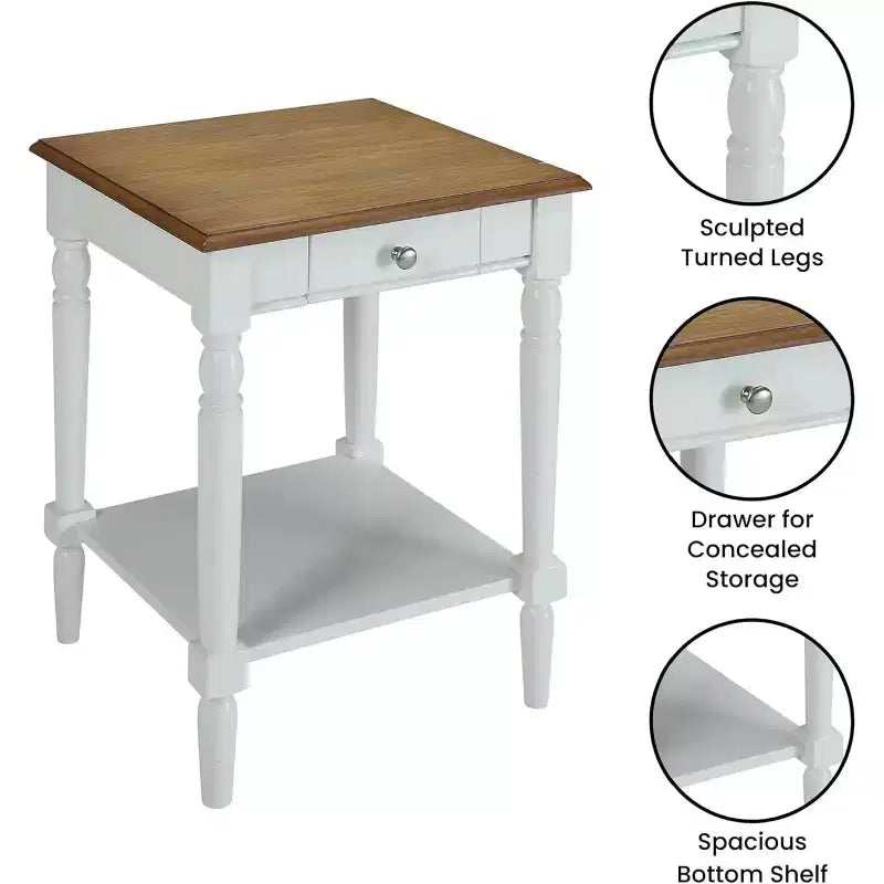HomeStock Tavolino da Salotto Rettangolare in Legno, Colore Bianco, Altezza 61 cm, 1 Pezzo