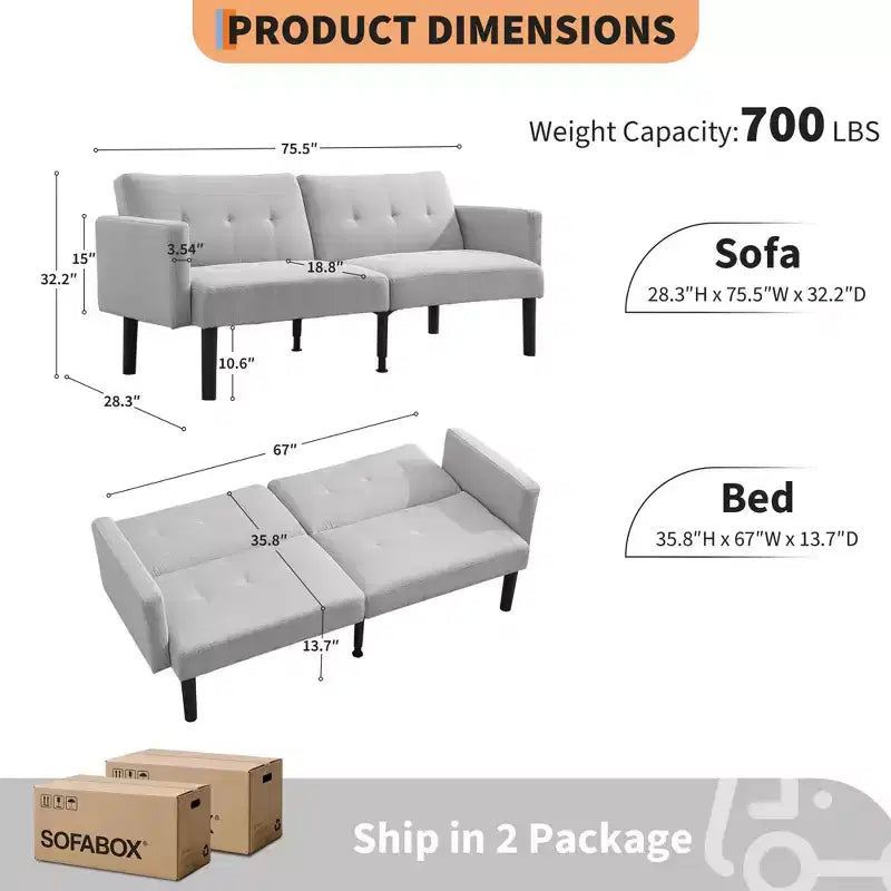 Divano Letto Futon, Divanetto Compatto, Divano Letto Moderno di Metà Secolo, Divano Convertibile