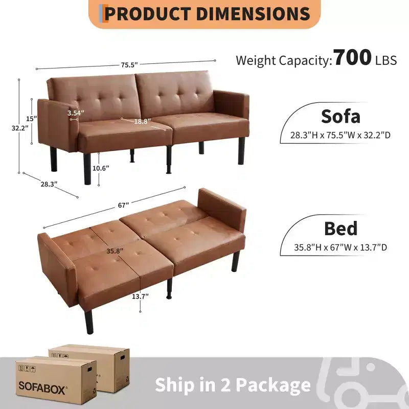 Divano Letto Futon, Divanetto Compatto, Divano Letto Moderno di Metà Secolo, Divano Convertibile