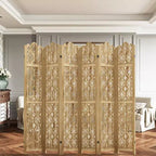 MAYEERTY divisorio pieghevole in legno da 95*67 pollici, paravento autoportante per interni, 6 pannelli, marrone