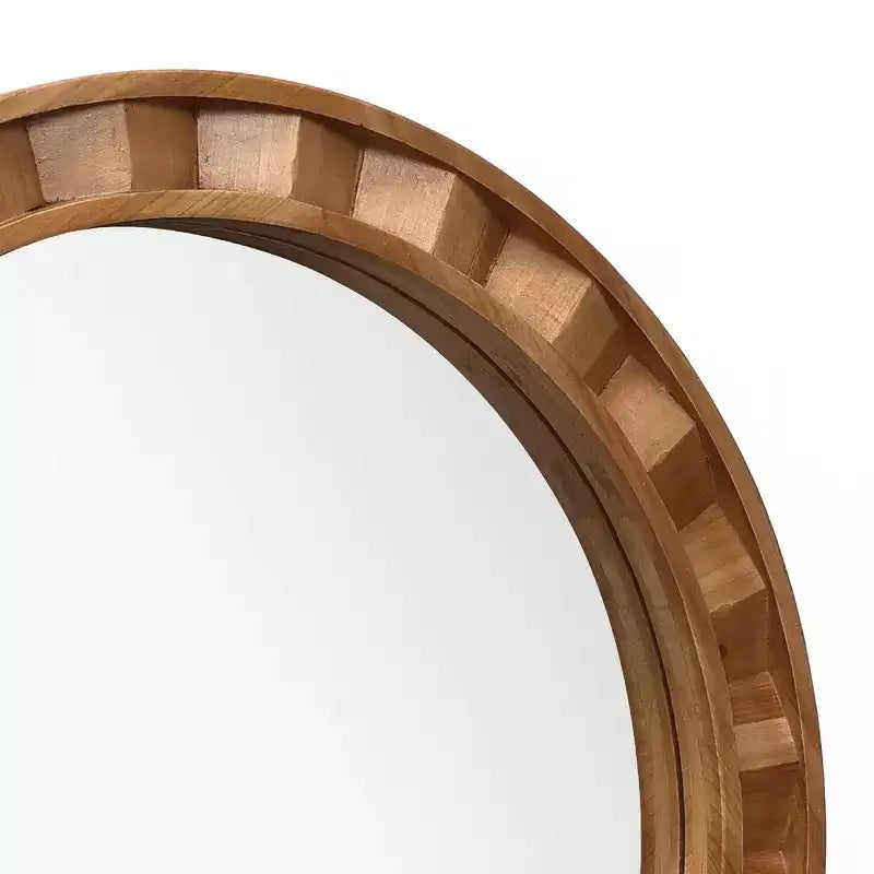 Specchio rotondo da parete con cornice in legno naturale LuxenHome, 28 decorazioni rustiche in legno marrone