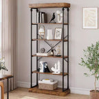 Libreria industriale a 6 ripiani Coolmee, scaffale alto rustico con telaio in metallo, grande espositore vintage per camera da letto, soggiorno e ufficio domestico