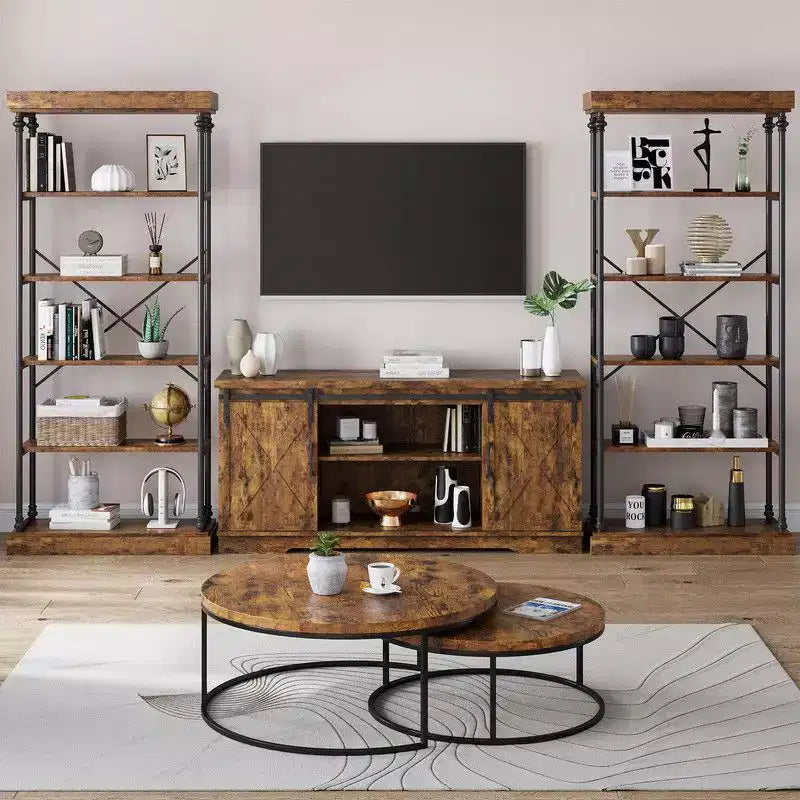 Libreria industriale a 6 ripiani Coolmee, scaffale alto rustico con telaio in metallo, grande espositore vintage per camera da letto, soggiorno e ufficio domestico