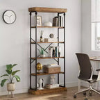 Libreria industriale a 6 ripiani Coolmee, scaffale alto rustico con telaio in metallo, grande espositore vintage per camera da letto, soggiorno e ufficio domestico