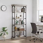 Libreria industriale a 6 ripiani Coolmee, scaffale alto rustico con telaio in metallo, grande espositore vintage per camera da letto, soggiorno e ufficio domestico
