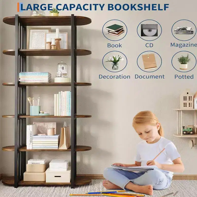 Libreria, scaffale a 6 ripiani, unità di stoccaggio industriale a colonna
