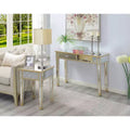 HomeStock Belmont Mirrored End Table with Drawer and Faux Crystal Knob, Elegant Accent Table with Fir Wood Base and Concealed Storage
