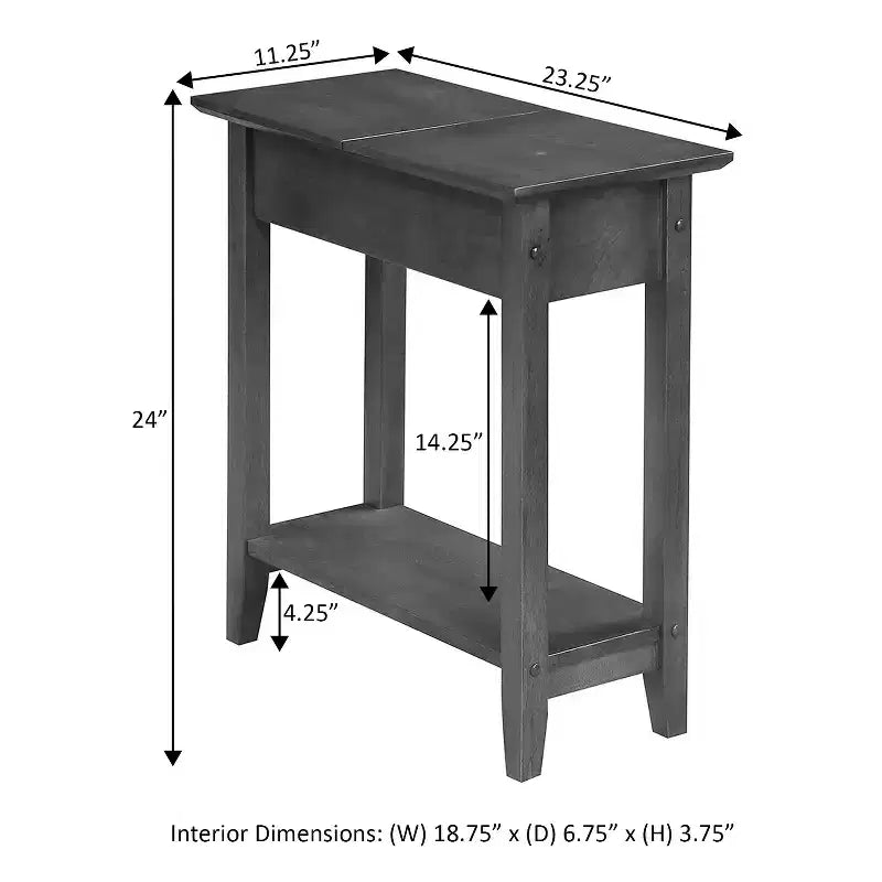 HomeStock Belmont Tavolino stretto a cuneo con ripiano aperto, bordi smussati e gambe affusolate, perfetto tra sedie o in piccoli spazi