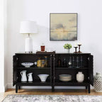 Madia da 153 cm con contenitore, credenza in stile rustico con motivo geometrico e ripiani regolabili, porta TV per soggiorno