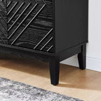 Madia da 153 cm con contenitore, credenza in stile rustico con motivo geometrico e ripiani regolabili, porta TV per soggiorno