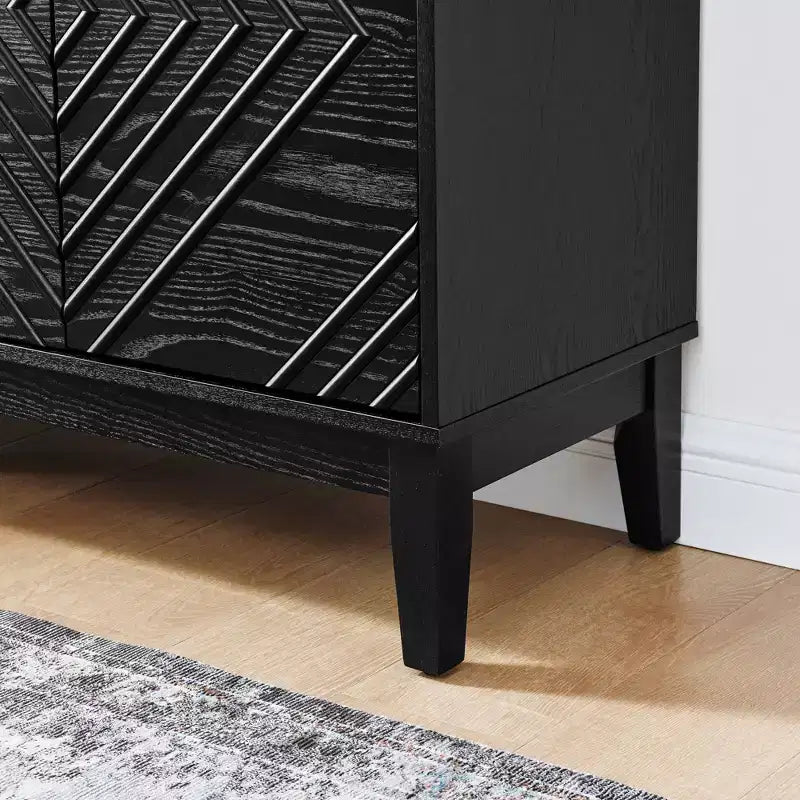 Madia da 153 cm con contenitore, credenza in stile rustico con motivo geometrico e ripiani regolabili, porta TV per soggiorno