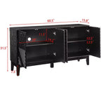 Madia da 153 cm con contenitore, credenza in stile rustico con motivo geometrico e ripiani regolabili, porta TV per soggiorno