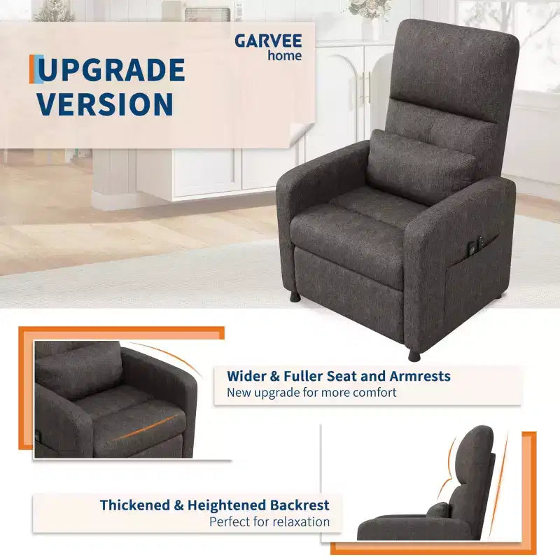 Poltrona reclinabile elettrica con massaggio e riscaldamento, schienale alto imbottito, sedile imbottito, poltrona Home Theater per soggiorno