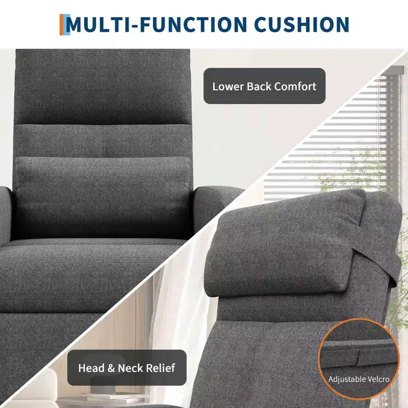 Poltrona reclinabile elettrica con massaggio e riscaldamento, schienale alto imbottito, sedile imbottito, poltrona Home Theater per soggiorno