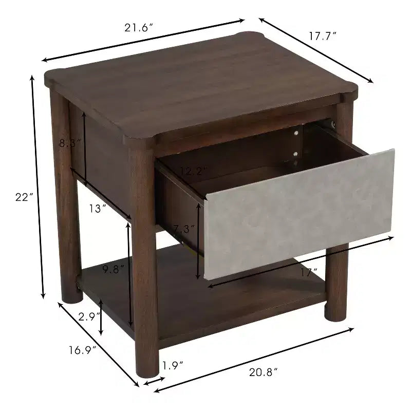 Christopher Knight Home Eliana Comodino Moderno Rustico in Legno con Cassetto e Ripiano Aperto