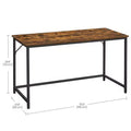 53.1 Inch Desk with Steel Frame, 110 lb Capacity Office Workstation for Home Study, Rustic Brown and Black