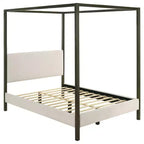 Coaster,Monroe Upholstered Queen Canopy Bed Vanilla