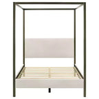 Coaster, letto a baldacchino Monroe imbottito Queen color vaniglia