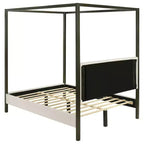 Coaster, letto a baldacchino Monroe imbottito Queen color vaniglia